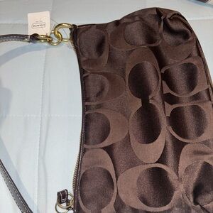 Coach Dark Brown Signature Shoulder Bag